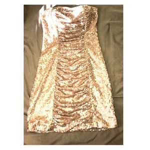 Beige/Gold strapless dress size small